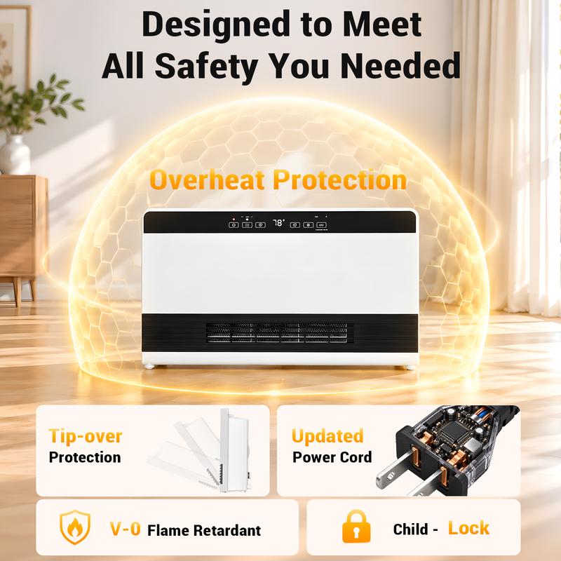 2-in-1 Thermostatic Heater, 3 Heat Modes+1 Cool Mode